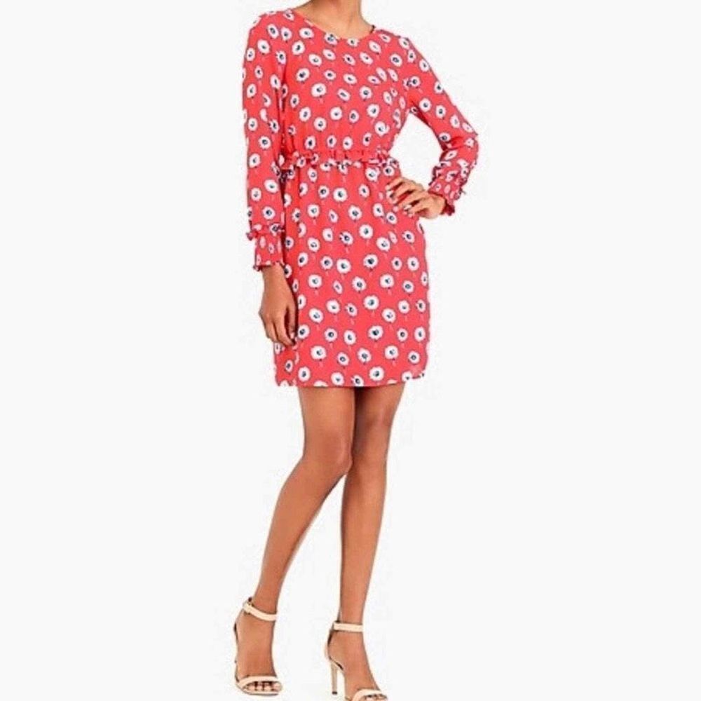 🔥🔥5 for $25🔥🔥 J crew long sleeve red floral lightweight cinch waist dress size 2